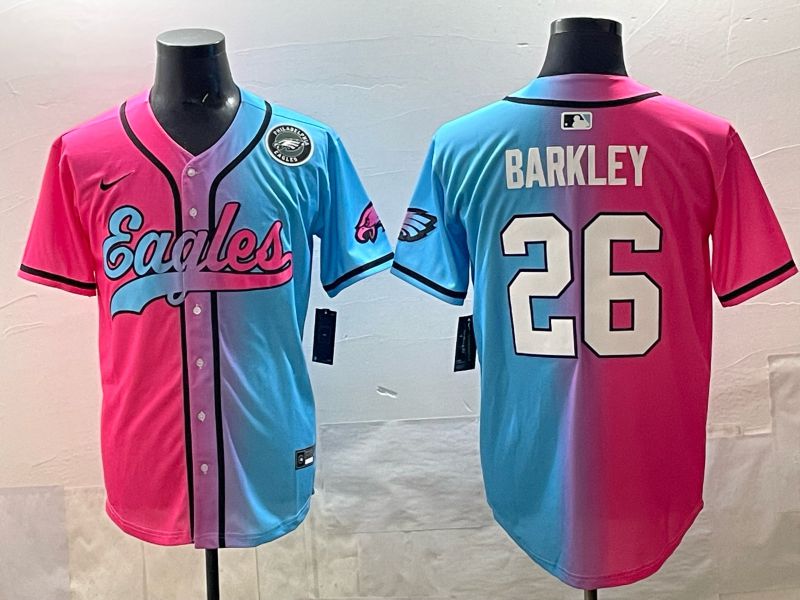 Men 2025 Philadelphia Eagles #26 Barkley Blue pink Nike Limited NFL Jersey style 09->philadelphia eagles->NFL Jersey